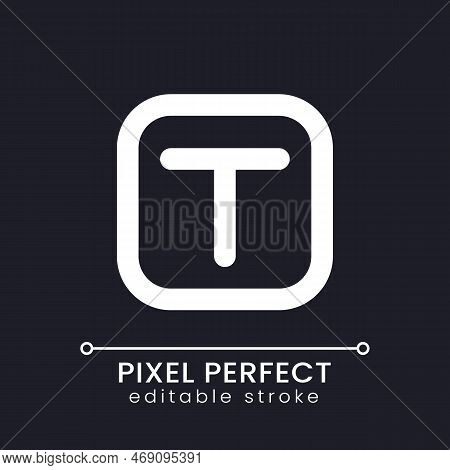 Text Overlay Pixel Perfect White Linear Ui Icon For Dark Theme. Adding Caption To Video. Footage Edi