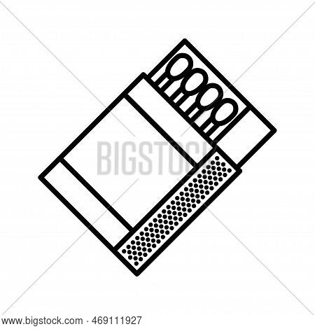 Open Matches Box Icon. Matchbook With Matches. Pictogram Isolated On White Background.