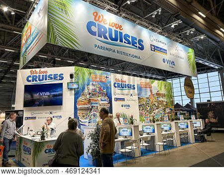 Cruises Stand At Matka Nordic Travel Fair 2023. 01.19.2023. Helsinki, Finland.