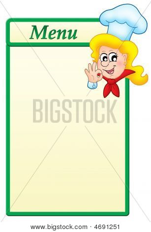 여자 만화 요리사와 메뉴 템플릿