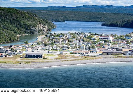Placentia Newfoundland Canada, September 23 2022: Aerial Small East Coast Town Photograph Taken From