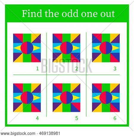 Find The Odd One Out. Logic Puzzle For Children. Printable Worksheet. Vector Illustration. Flat Desi