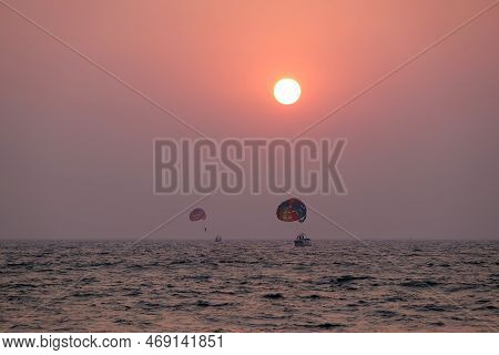 Sunset At Candolim Beach, North Goa, India