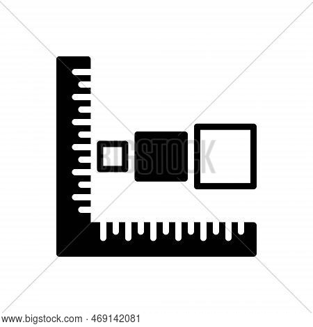 Black Solid Icon For Sizes Figure Stucture Magnitude Height Little Small Increase Scale Ruler Meter 