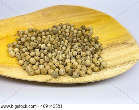 White Pepper In Indonesian Is Called Merica Isolated On White Background. White Pepper Is A Basic In