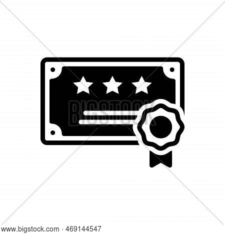 Black Solid Icon For Qualify Batch Award Gold Certificate Ribbon Stamp Banner Best-batch Medal Ribbo