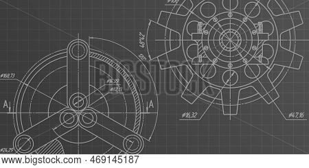 Gear Background.technological Black Background.engineering Education.technical Banner.vector Illustr