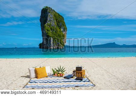 Koh Poda Krabi Thailand, Picnic On The Tropical Beach Of Koh Poda Island Krabi Thailand