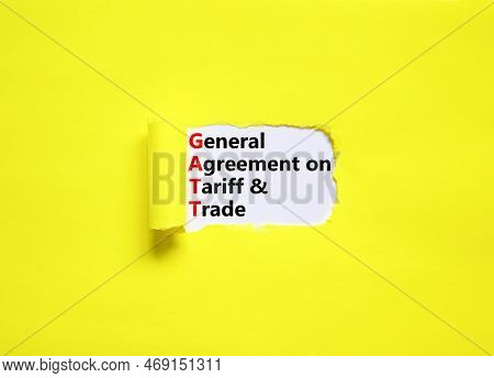 Gatt Symbol. Concept Words Gatt General Agreement On Tariff And Trade On White Paper On Beautiful Ye