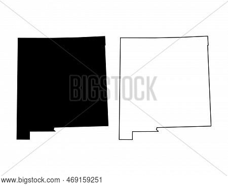 Set Of New Mexico Map, United States Of America. Flat Concept Vector Illustration .