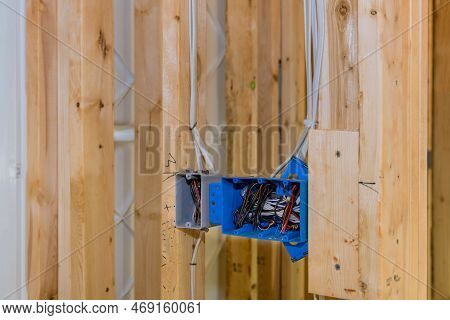 New Residential Construction Framing Unfinished Wood Frame House With Basic Electrical Wiring