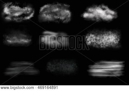 Collection Of Abstract Cloud Of Fog. Smoke Overlay Effect. Fog Overlay Effect. Smoke Texture Overlay