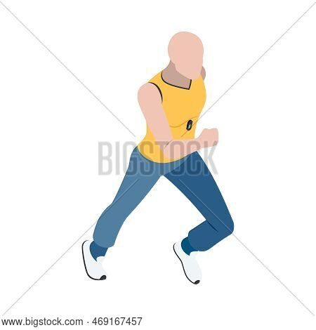 Wearable Technology Clothes Isometric Icon With Man Wearing Smart Sport Shirt Vector Illustration