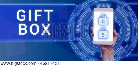 Inspiration Showing Sign Gift Box. Business Idea A Small Cointainer With Designs Capable Of Handling