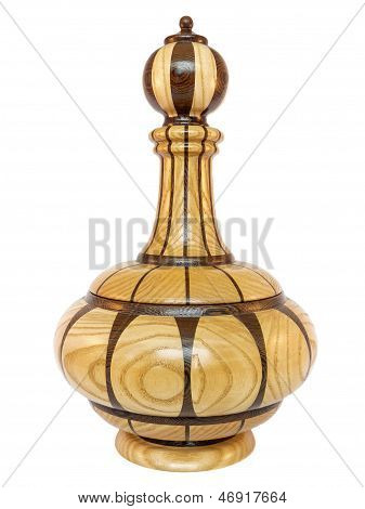 Wooden oriental pot isolated on a white background