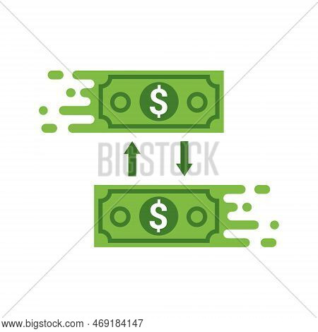 Fast Send Money Transfer Funds Payment Vector Icon. Flying Dollar Money Send Logo