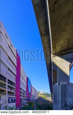 Haifa, Israel - January 20, 2023: View Of The Grand Canyon Mall, And An Elevated Highway (carmel Tun