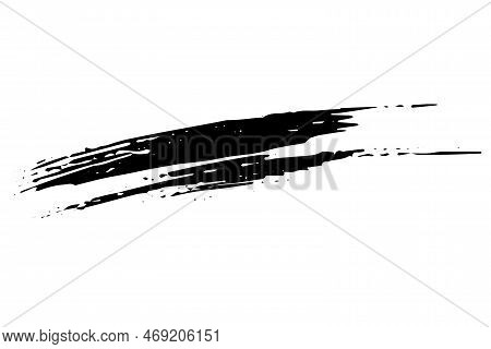 Black Stain Of Paint Brush Isolated On White Background. Hand-drawn Spot Of Paint, Ink. Grunge Dye S
