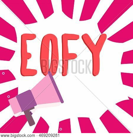 Text Caption Presenting Eofy. Business Concept A Mega Sale Held On An End Of A Financial Year