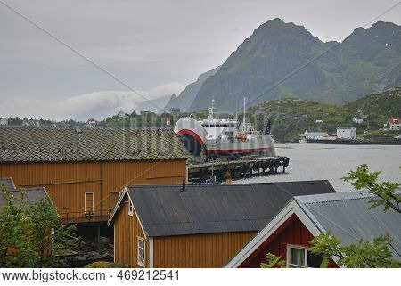 Moskenes, Norway - 07 01 2009: Port Of Moskenes Is A Typical Little Fishing Harbor On The Lofoten Is