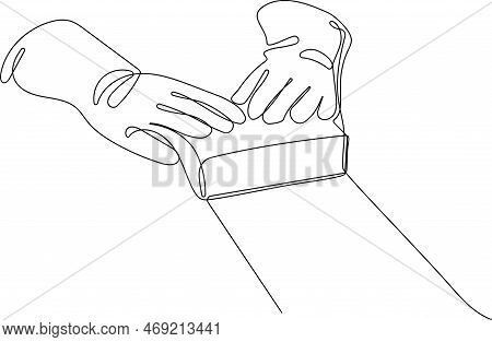 Continuous One Line Drawing Of Bottles For Liquid Laundry Detergent, Bleach, Fabric Softener, Dishwa