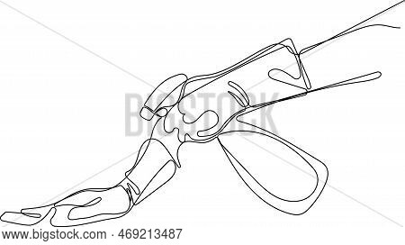 Continuous One Line Drawing Of Bottles For Liquid Laundry Detergent, Bleach, Fabric Softener, Dishwa