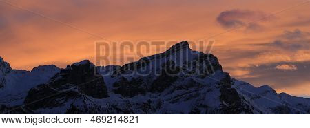 Stunning Winter Sunset In The Bernese Oberland.