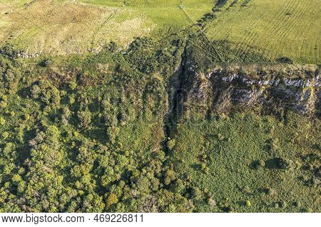 Aerial Views Of Ruins And Round Sheepfolds At Gortmore In Northern Ireland