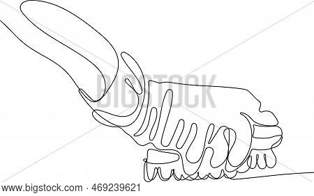 Continuous One Line Drawing Of Bottles For Liquid Laundry Detergent, Bleach, Fabric Softener, Dishwa