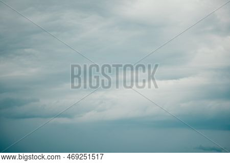 Overcast Sky On Rainy Day With Nimbostratus Clouds. Gloomy And Moody Background. Overcast Clouds. Ba