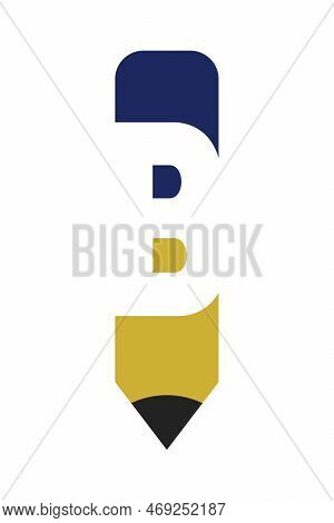 Letter B With Pencil Logo Icon Design Template Elements. Vector Graphic Illustration. Text B Negativ