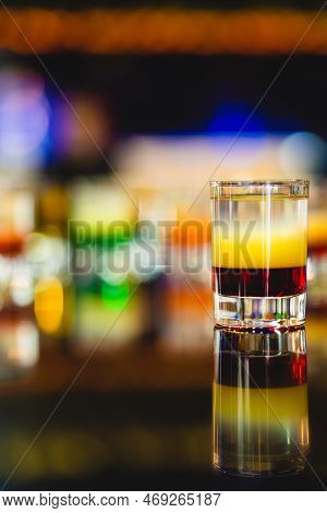 Colored Glas Alcoholic Shots At The Bar