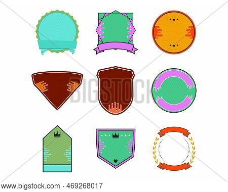 Blank Badge Shape Templates In Flat Modern Liquid Style. Good For Anniversary Logo Templates. Weddin