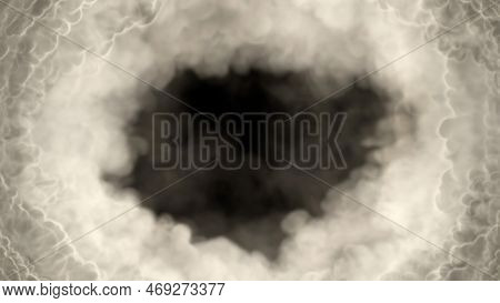 Grey Smoke Content Frame Like Tunnel In Clouds, Isolated - Object 3d Rendering