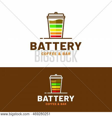 Coffee Battery Paper Cup Logo Design Template. Suitable For Coffee Mocha Beverage Drink Cafe Cafetar
