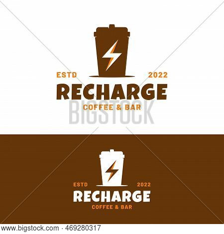 Coffee Thunder Bolt Paper Cup Logo Design Template. Suitable For Coffee Mocha Beverage Drink Cafe Ca