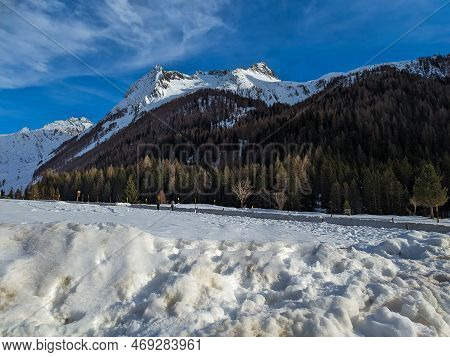 View Of Valle Aurina During Winter Day Of Sun In Alto Adige, Italy