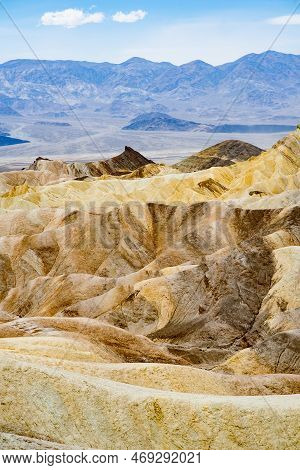 Stunning View Of Famous Zabriskie Point In Death Valley National Park, California, Usa. Exploring Th