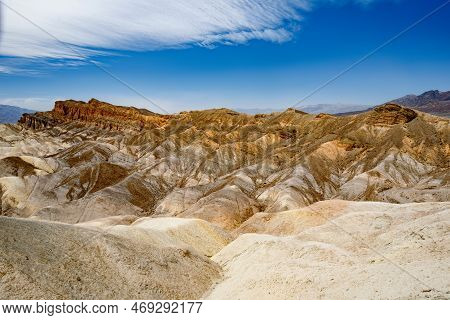 Stunning View Of Famous Zabriskie Point In Death Valley National Park, California, Usa