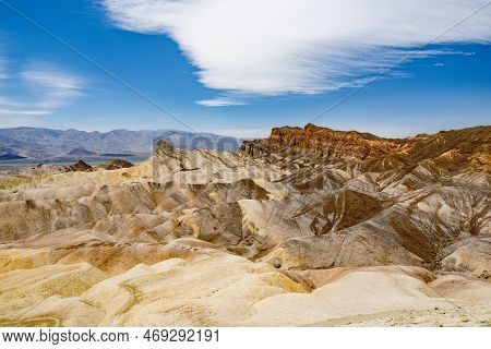 Stunning View Of Famous Zabriskie Point In Death Valley National Park, California, Usa