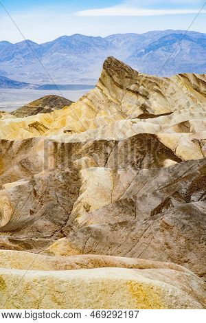 Stunning View Of Famous Zabriskie Point In Death Valley National Park, California, Usa