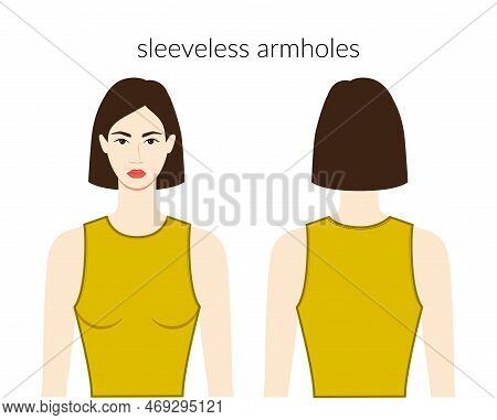 Sleeveless Armholes Sleeves Clothes - Dresses, Tops, Shirts Technical Fashion Illustration With Fitt