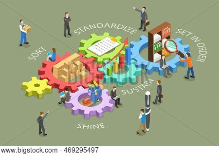 3d Isometric Flat Vector Conceptual Illustration Of 5s Methodology Management, Kaizen Business Strat