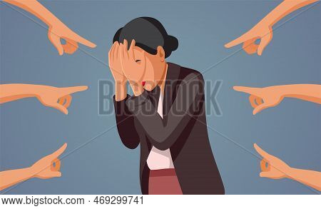 People Pointing To An Unhappy Businesswoman Crying Vector Concept Illustration