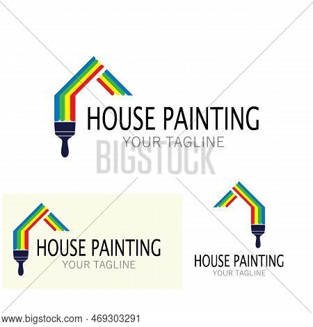 Logo Icon Illustration House Paint With A Blend Of Brushes And Rollers For House Wall Paint Design,