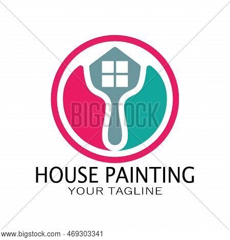 Logo Icon Illustration House Paint With A Blend Of Brushes And Rollers For House Wall Paint Design,