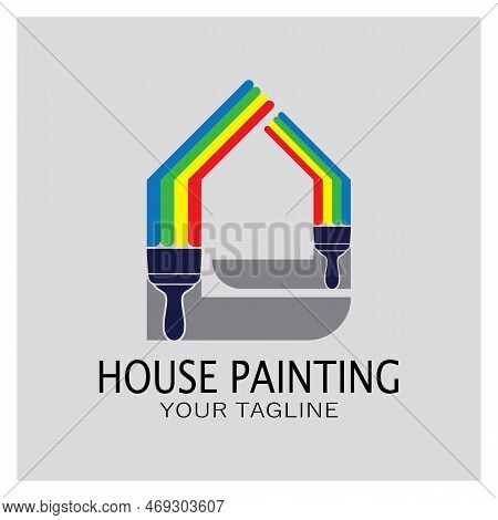 Logo Icon Illustration House Paint With A Blend Of Brushes And Rollers For House Wall Paint Design,