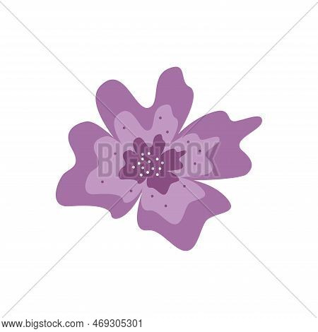 Hand drawn cute purple flower. Vector violet botanical clipart.