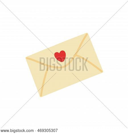 Vector doodle envelope. Cute letter with heart. Valentine\'s day clipart.