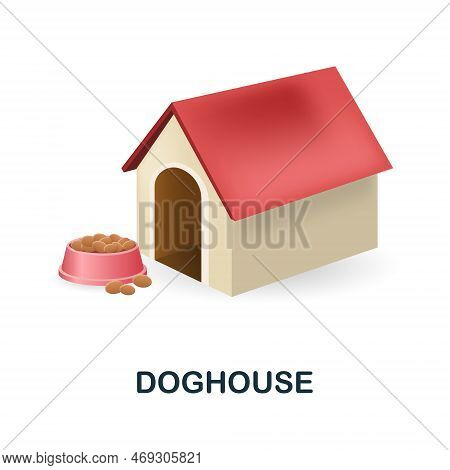 Doghouse Icon. 3d Illustration From Home Pets Collection. Creative Doghouse 3d Icon For Web Design, 